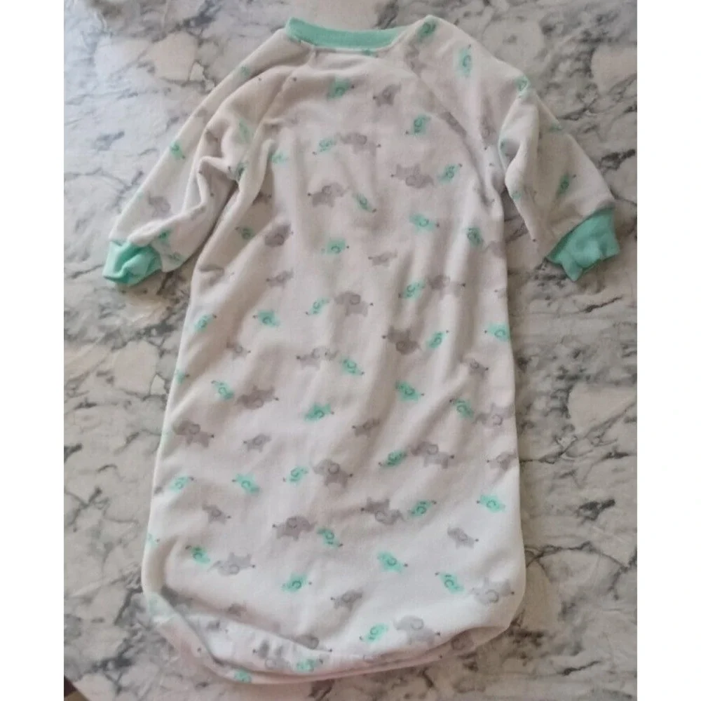 Child of Mine by Carters Sleep Sack Unisex 0-9M White Mint Elephant Fleece Zip